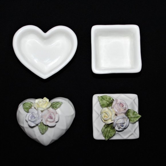 Pair of Millard Lister Ceramic Trinket Boxes | Heart Shaped Ring Box - Picture 3 of 16
